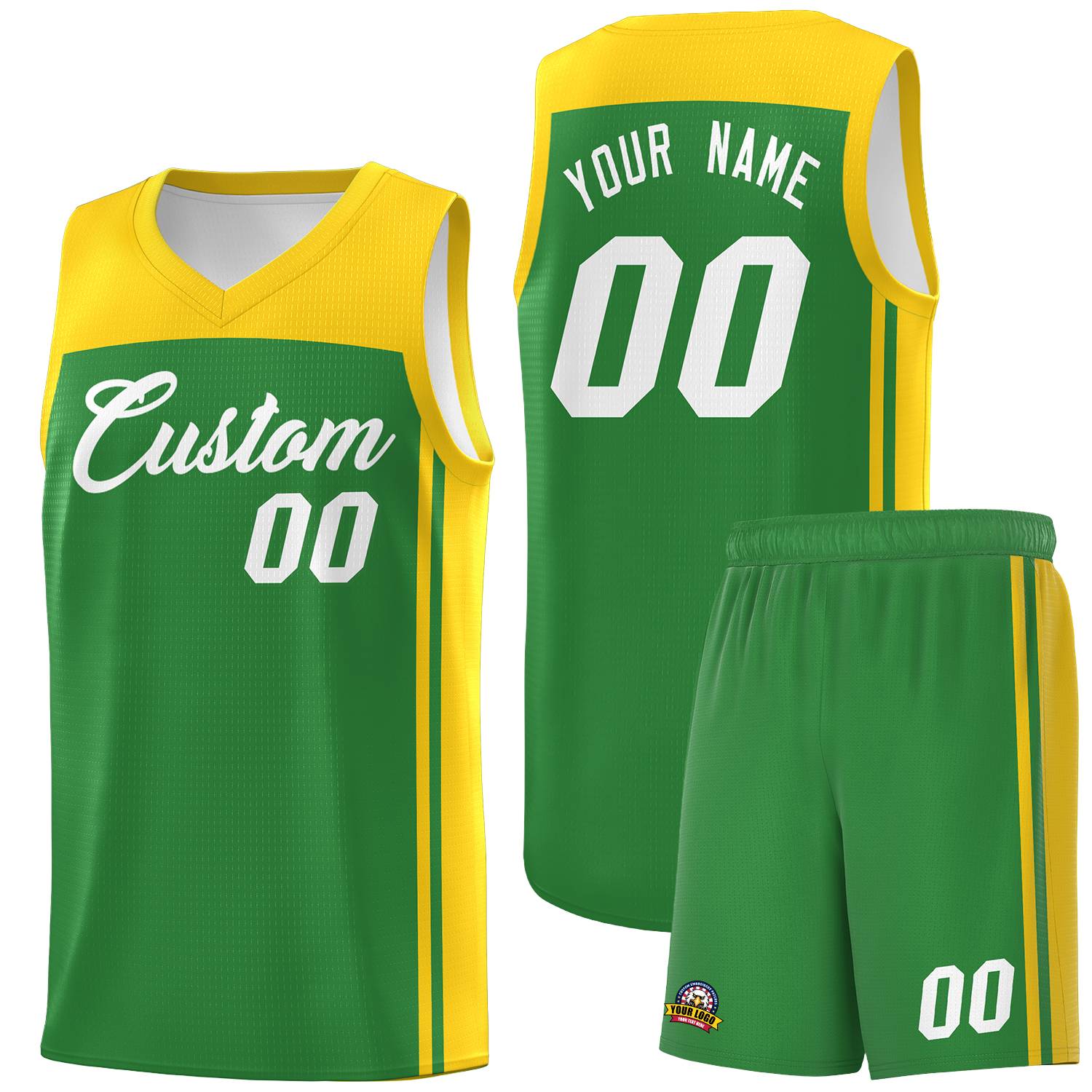 Custom Kelly Green Gold Classic Sets Sports Uniform Basketball Jersey