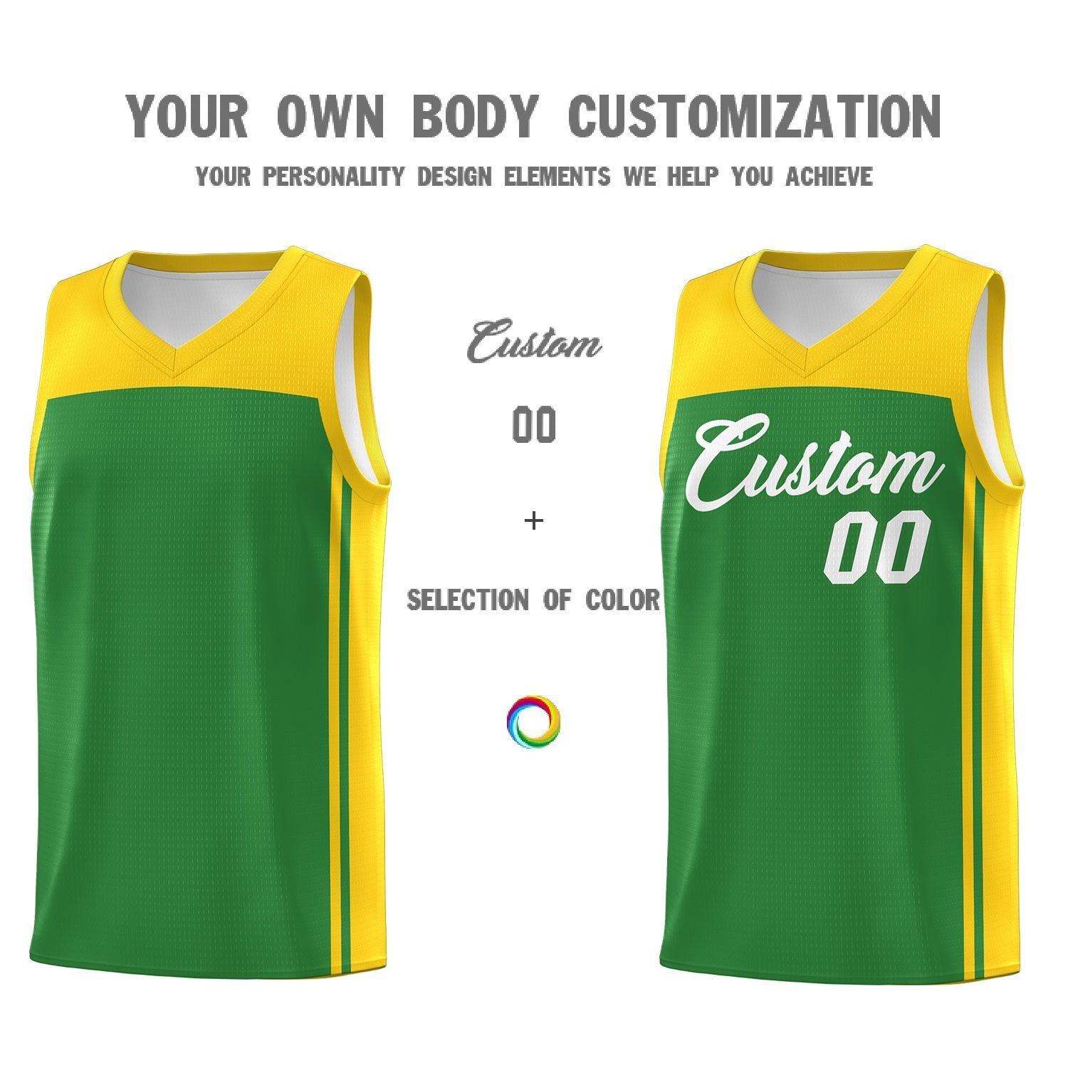 Custom Kelly Green Gold Classic Sets Sports Uniform Basketball Jersey