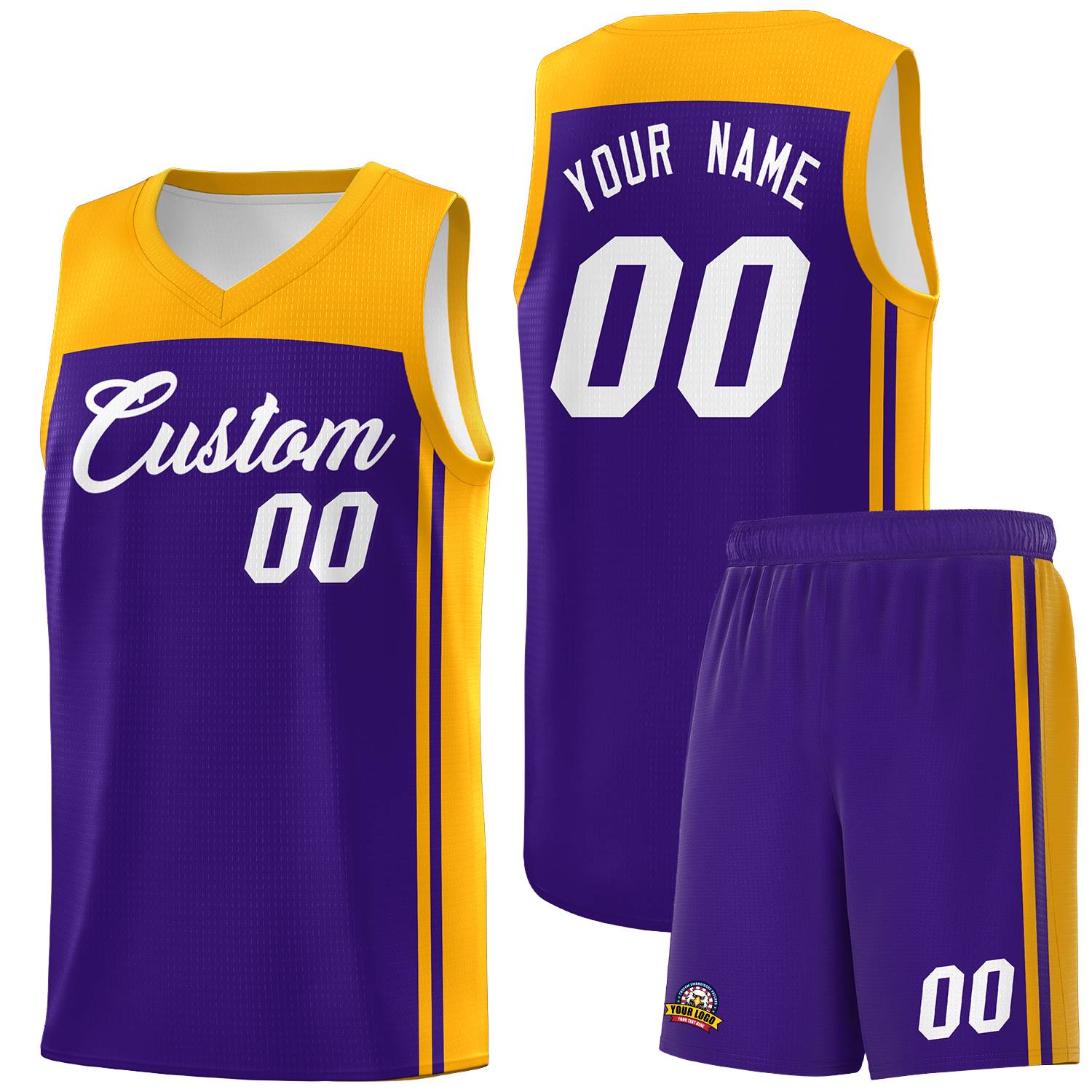 Custom Purple Yellow Classic Sets Sports Uniform Basketball Jersey