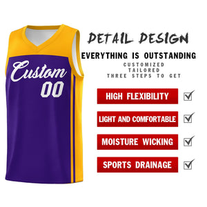 Custom Purple Yellow Classic Sets Sports Uniform Basketball Jersey