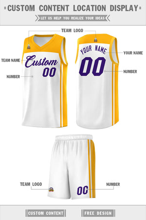 Custom White Yellow Classic Sets Sports Uniform Basketball Jersey