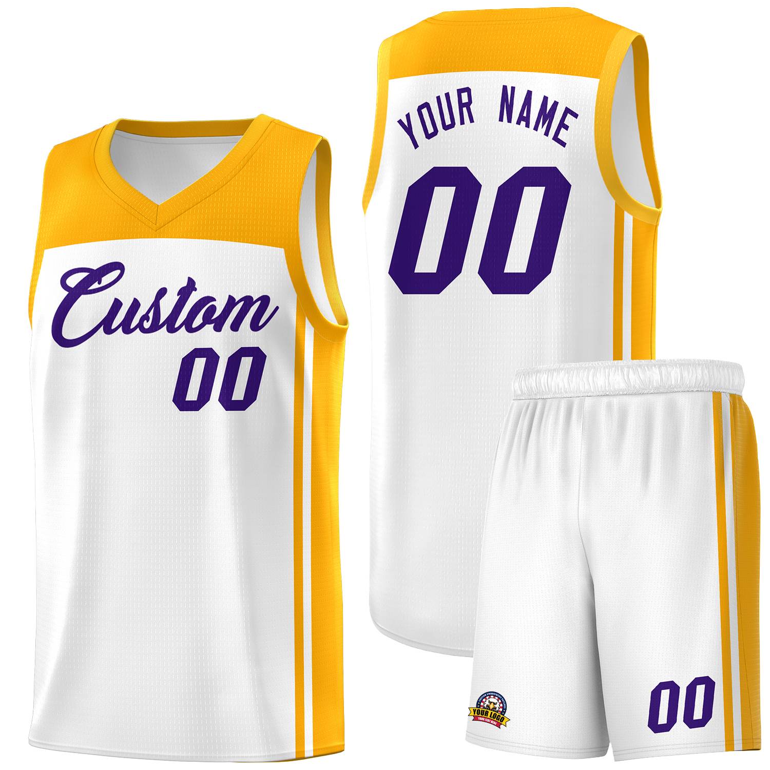 Custom White Yellow Classic Sets Sports Uniform Basketball Jersey