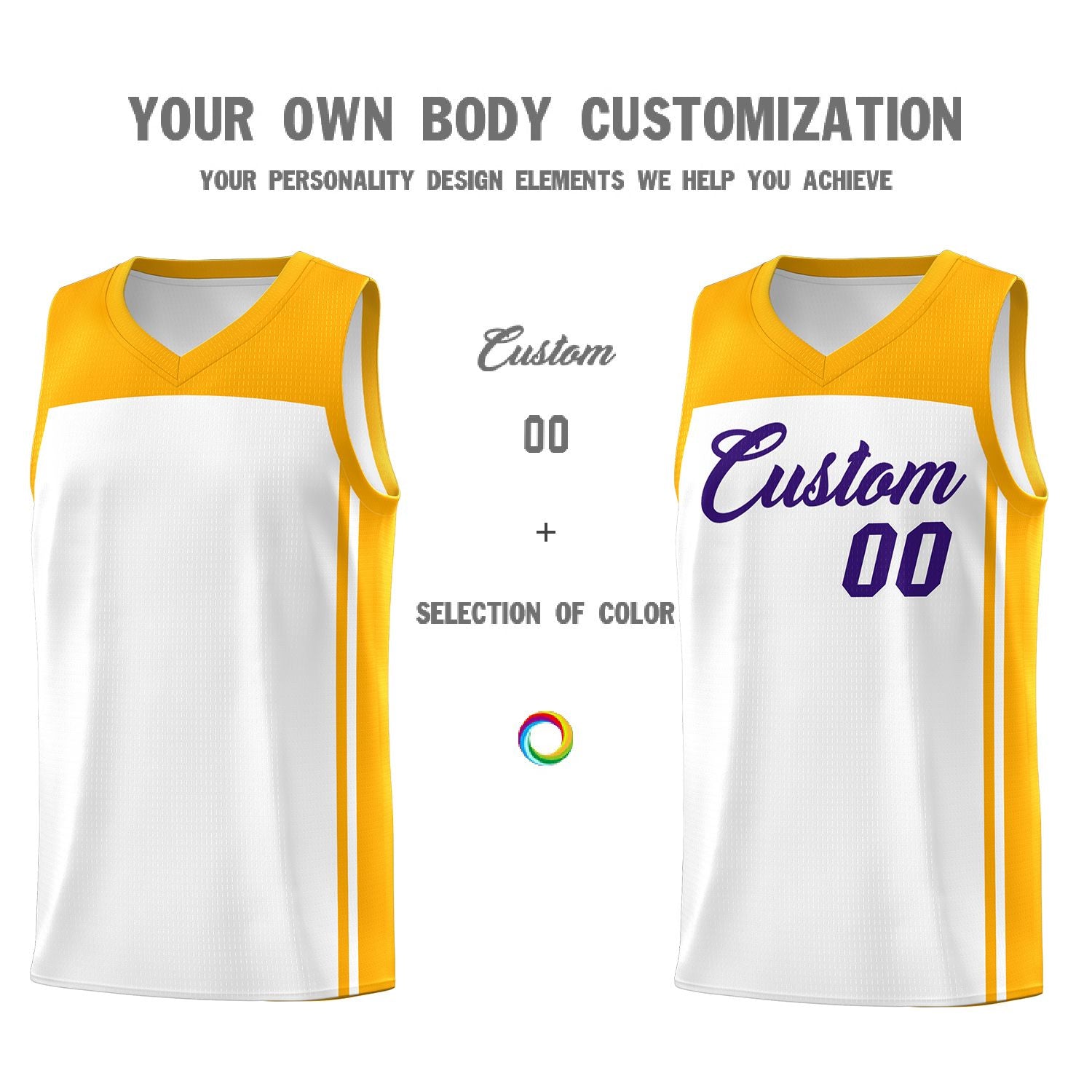 Custom White Yellow Classic Sets Sports Uniform Basketball Jersey