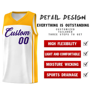 Custom White Yellow Classic Sets Sports Uniform Basketball Jersey