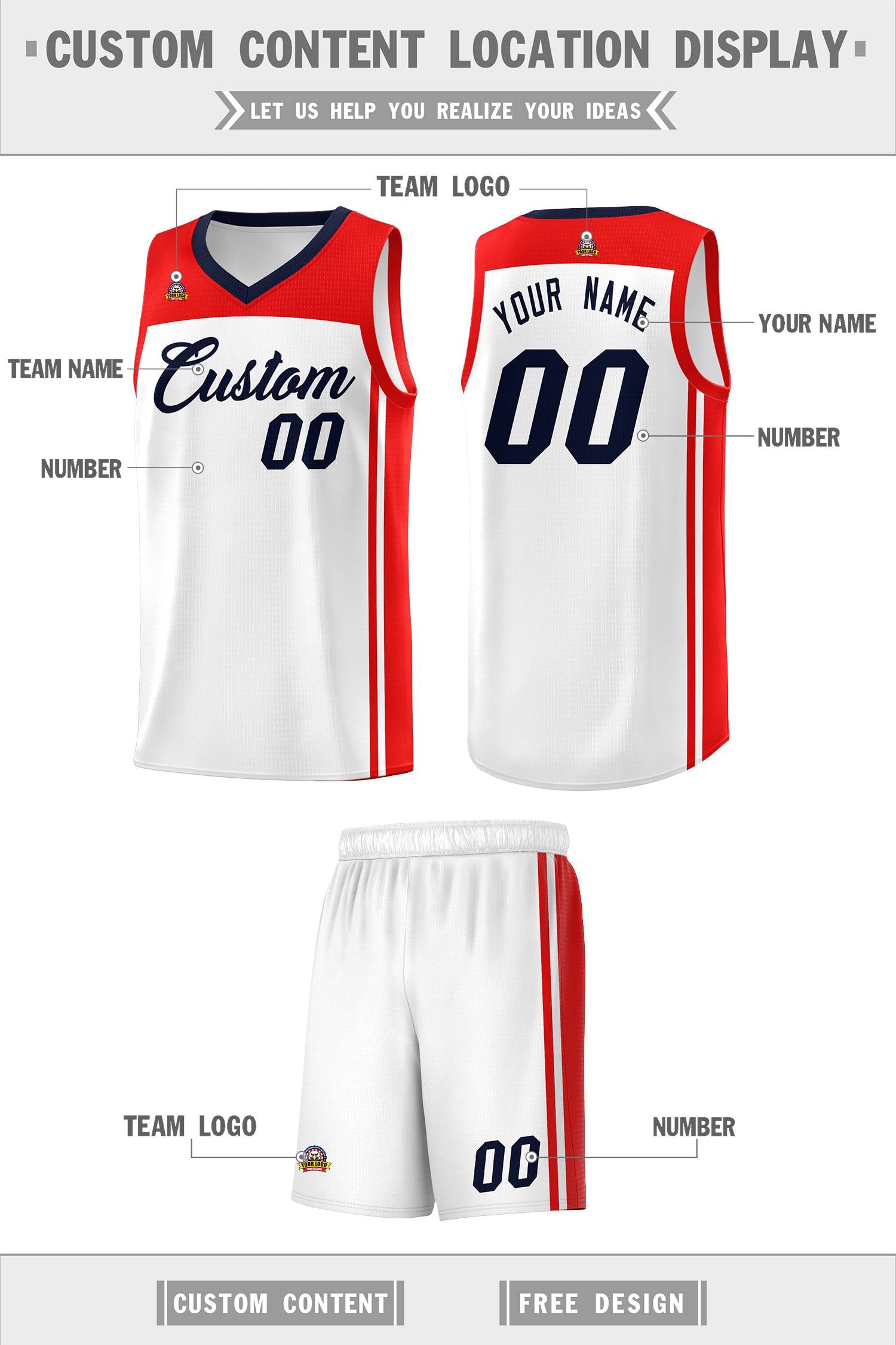 Custom White Navy Classic Sets Sports Uniform Basketball Jersey