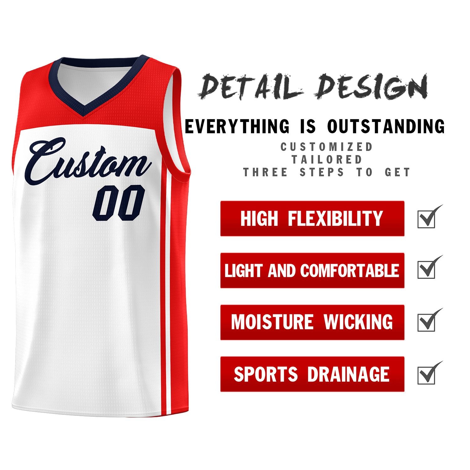 Custom White Navy Classic Sets Sports Uniform Basketball Jersey