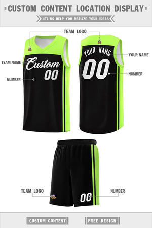 Custom Black Neon Green Classic Sets Sports Uniform Basketball Jersey