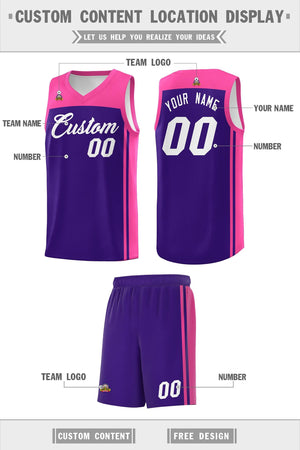 Custom Purple Pink Classic Sets Sports Uniform Basketball Jersey