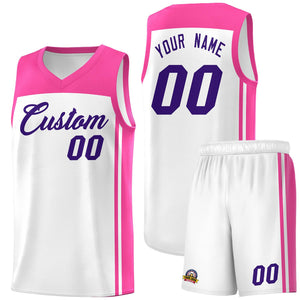 Custom White Pink Classic Sets Sports Uniform Basketball Jersey