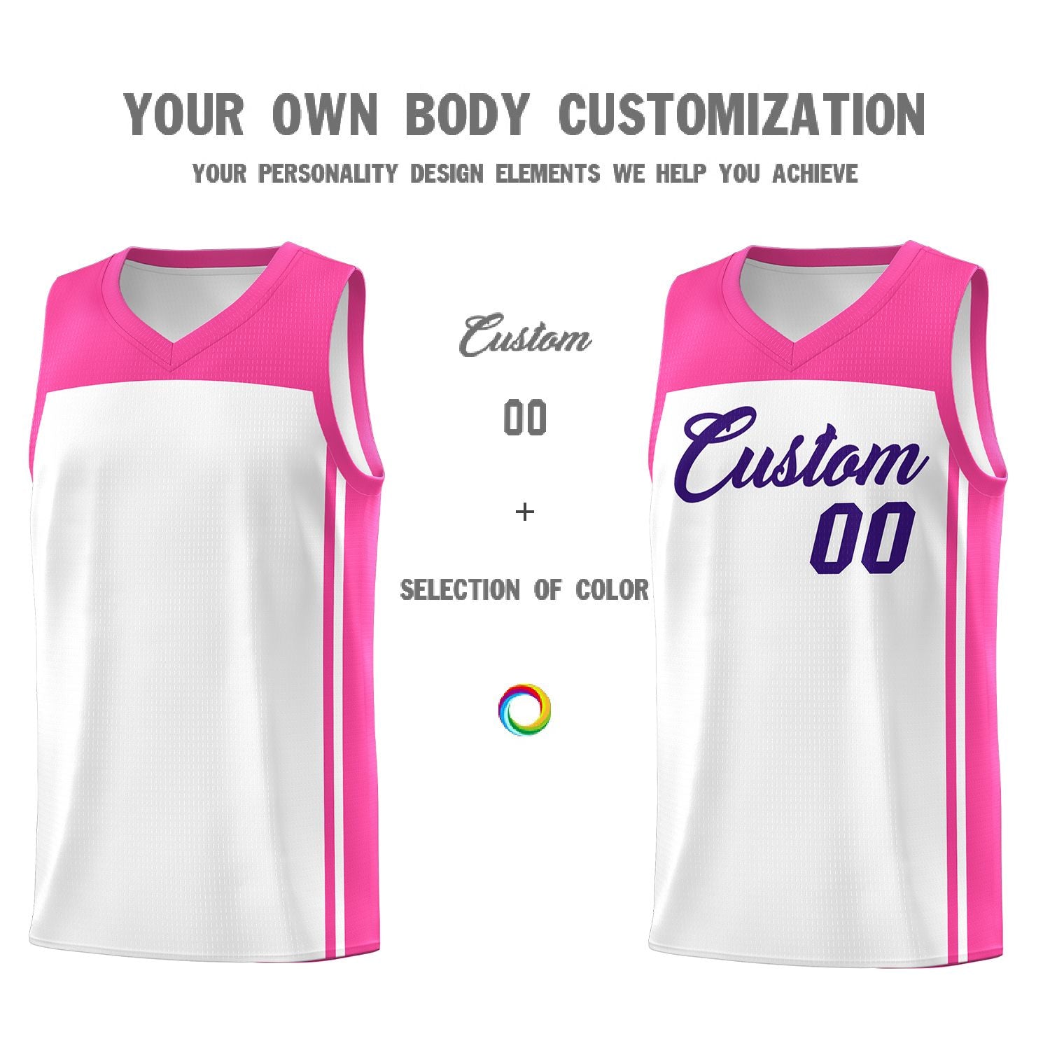 Custom White Pink Classic Sets Sports Uniform Basketball Jersey