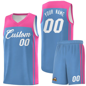 Custom Light Blue Pink Classic Sets Sports Uniform Basketball Jersey