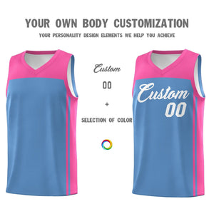 Custom Light Blue Pink Classic Sets Sports Uniform Basketball Jersey