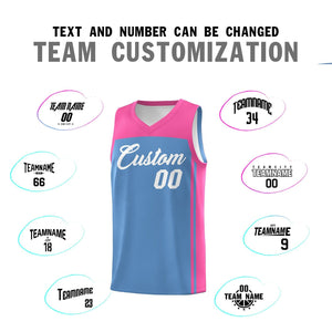 Custom Light Blue Pink Classic Sets Sports Uniform Basketball Jersey