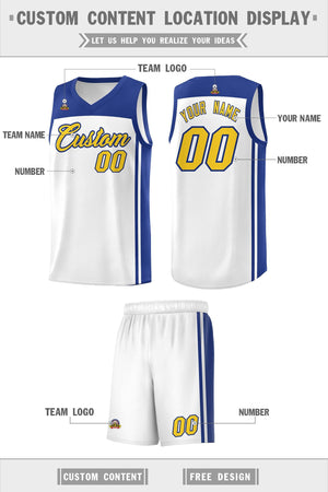 Custom White Royal Classic Sets Sports Uniform Basketball Jersey