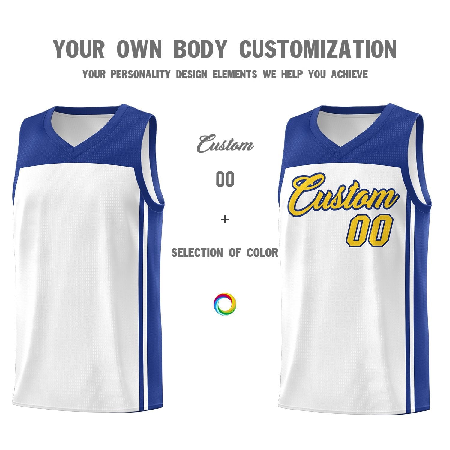 Custom White Royal Classic Sets Sports Uniform Basketball Jersey