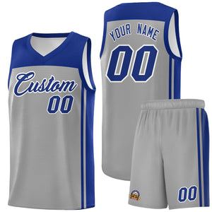 Custom Grey Navy Classic Sets Sports Uniform Basketball Jersey