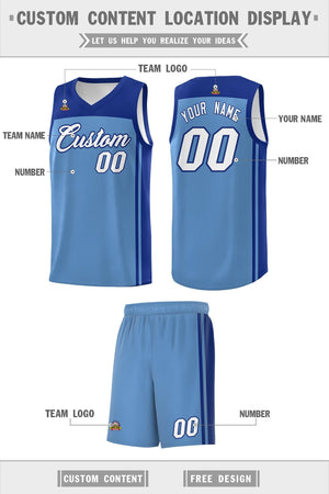 Custom Light Blue Royal Classic Sets Sports Uniform Basketball Jersey