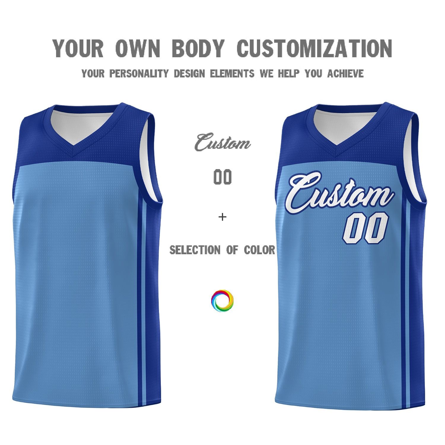 Custom Light Blue Royal Classic Sets Sports Uniform Basketball Jersey