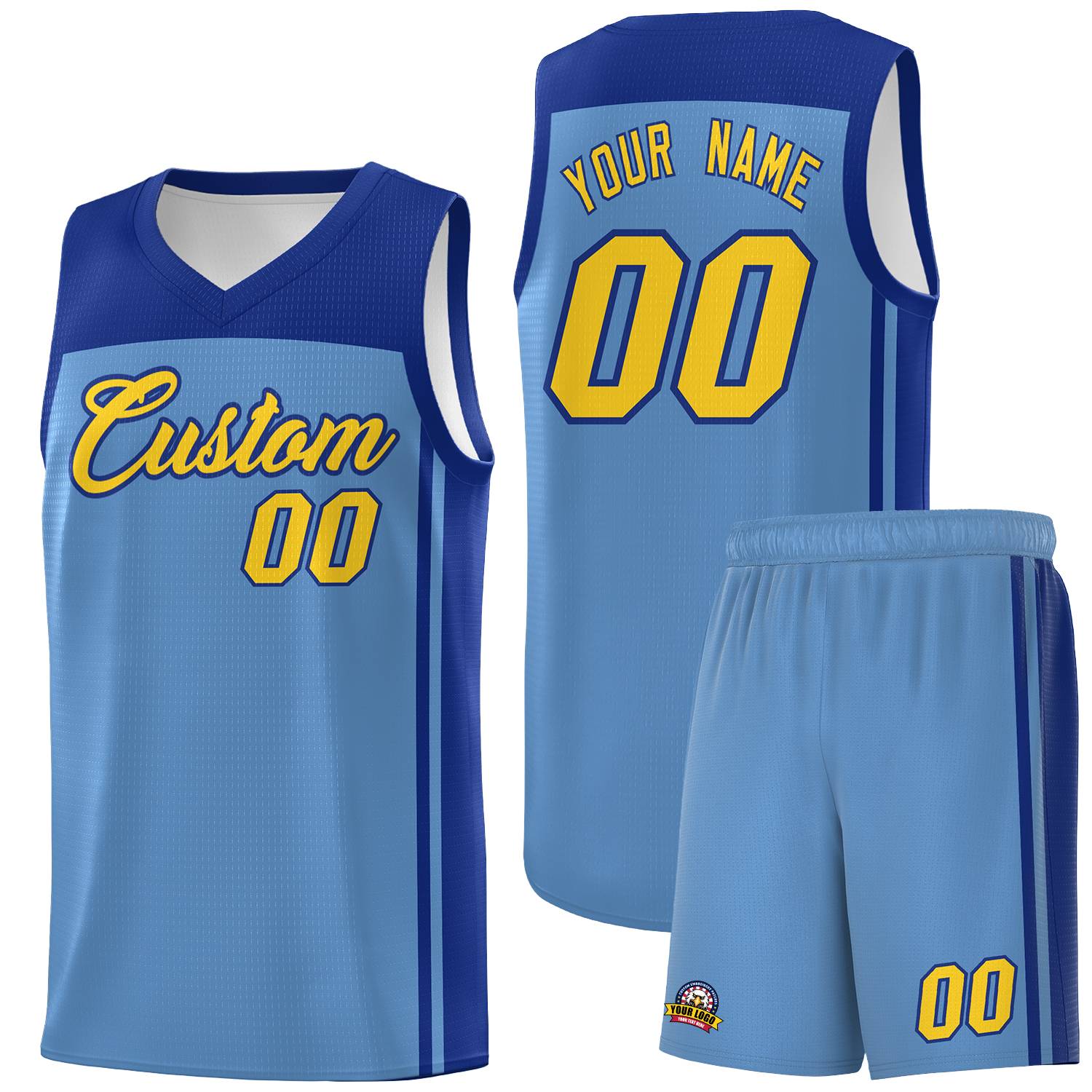 Custom Light Blue Royal Classic Sets Sports Uniform Basketball Jersey