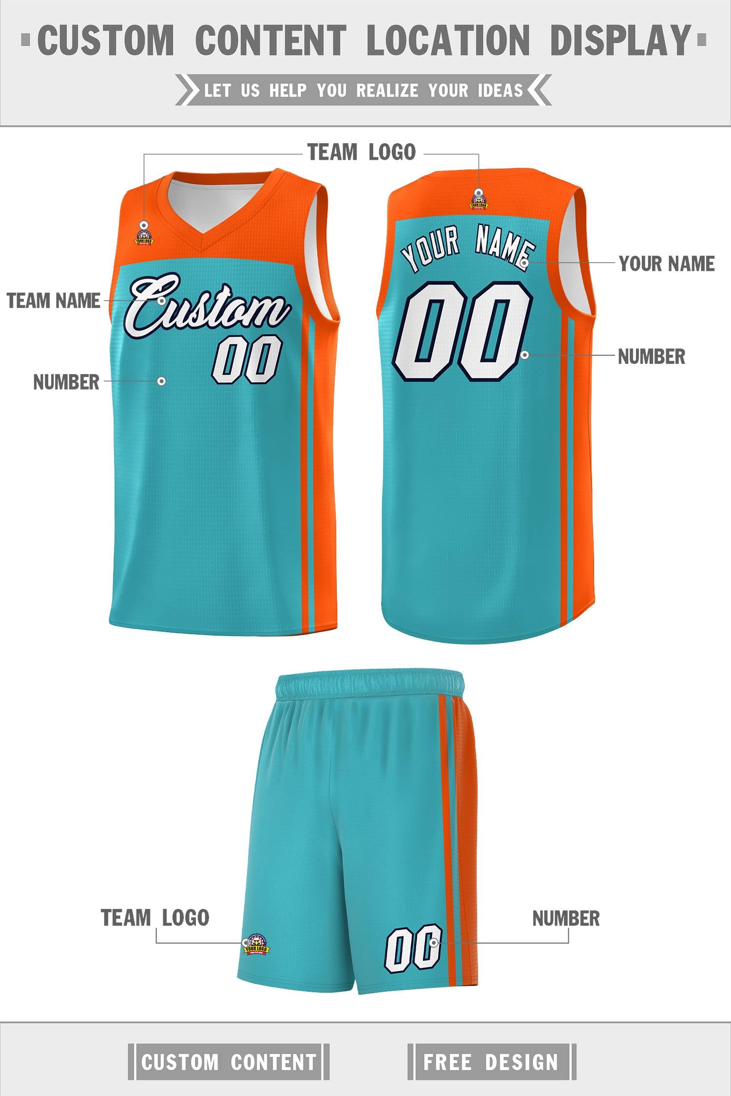 Custom Bright Green Orange Classic Sets Sports Uniform Basketball Jersey