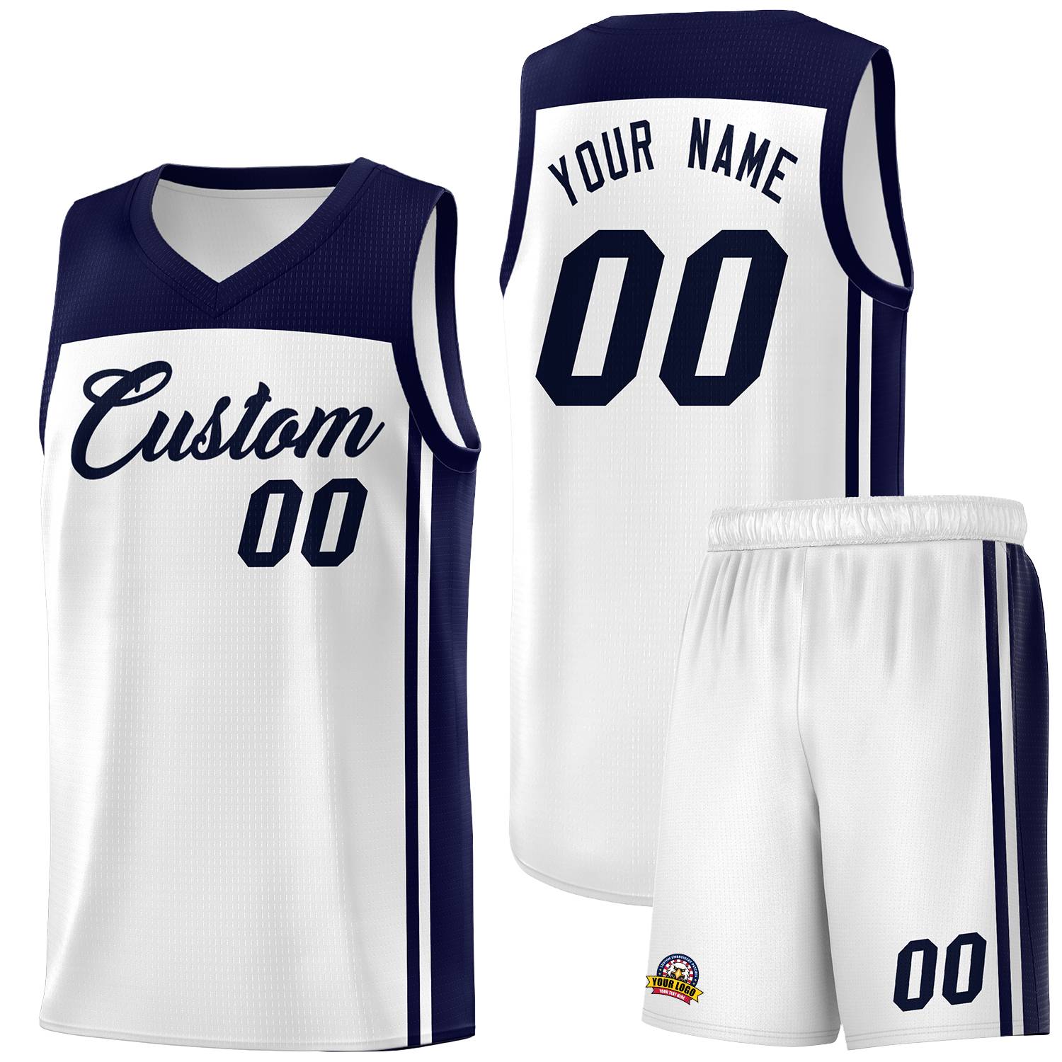 Custom White Navy Classic Sets Sports Uniform Basketball Jersey