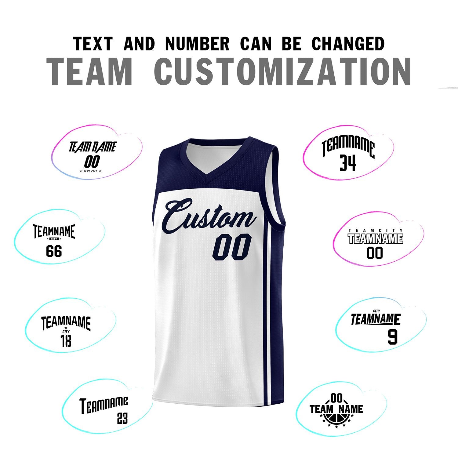 Custom White Navy Classic Sets Sports Uniform Basketball Jersey