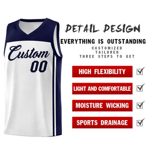 Custom White Navy Classic Sets Sports Uniform Basketball Jersey