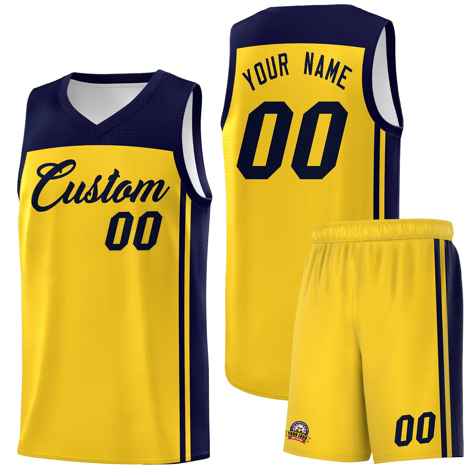 Custom Gold Navy Classic Sets Sports Uniform Basketball Jersey