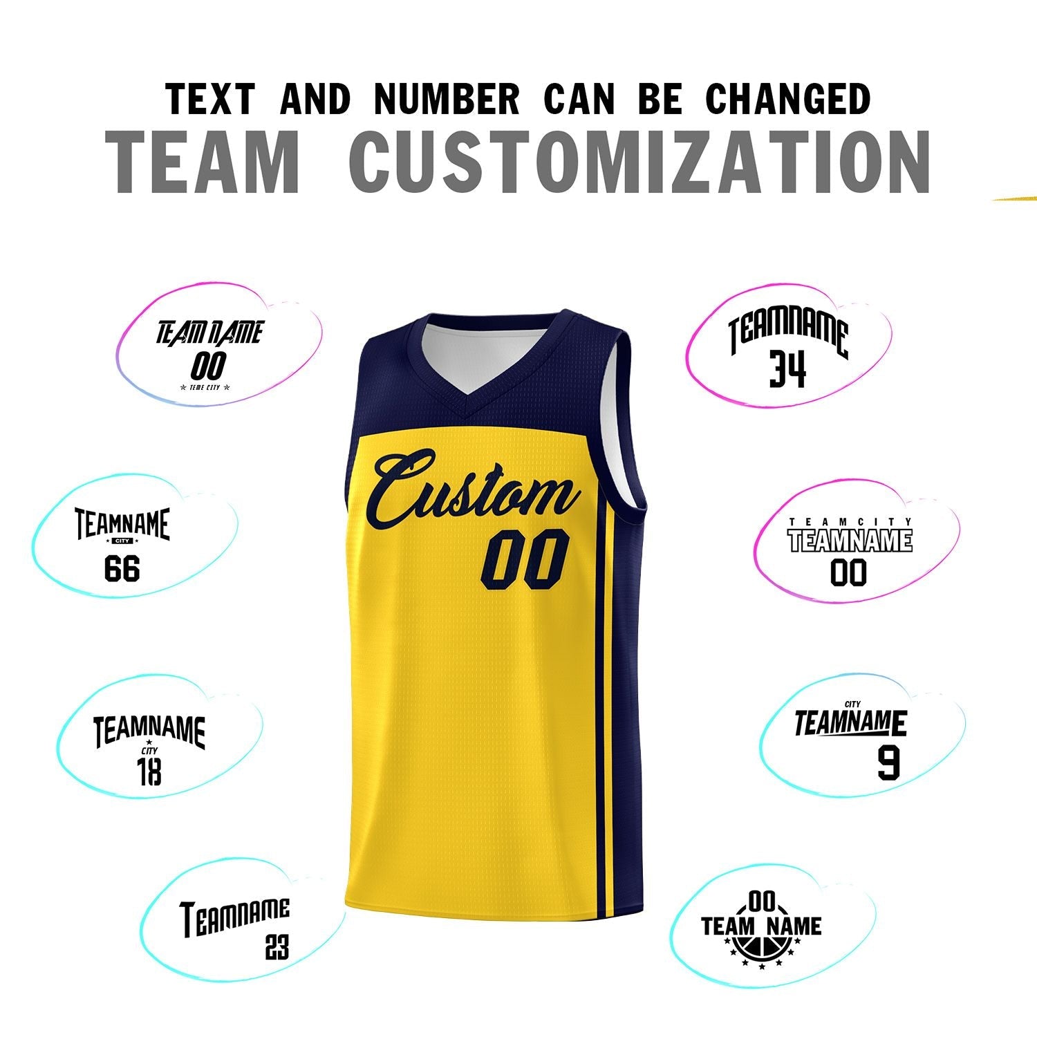 Custom Gold Navy Classic Sets Sports Uniform Basketball Jersey