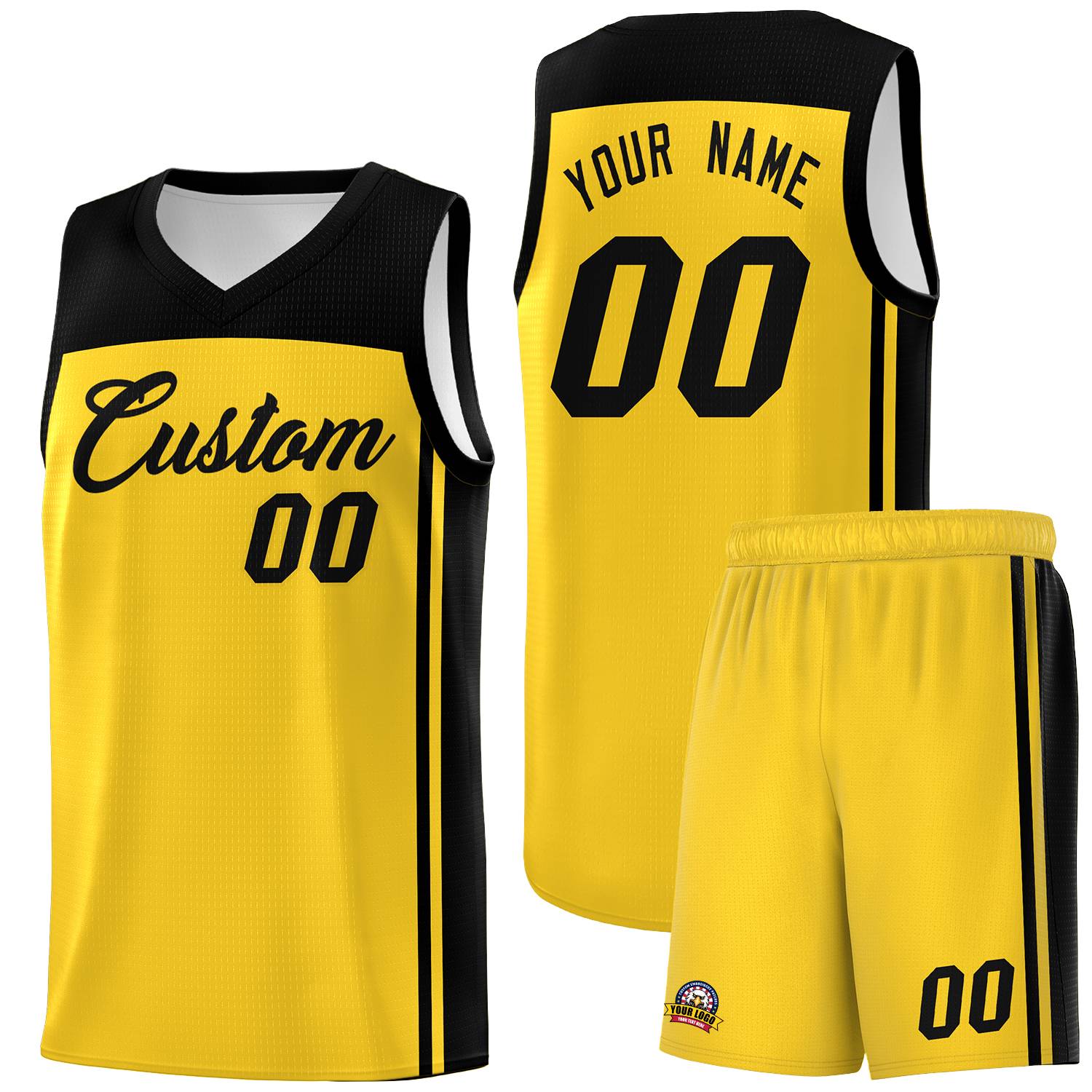 Custom Gold Black Classic Sets Sports Uniform Basketball Jersey