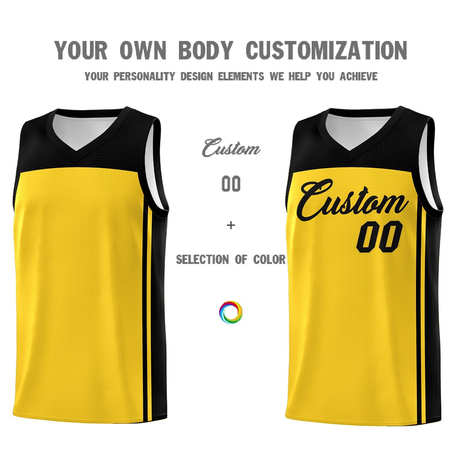 Custom Gold Black Classic Sets Sports Uniform Basketball Jersey