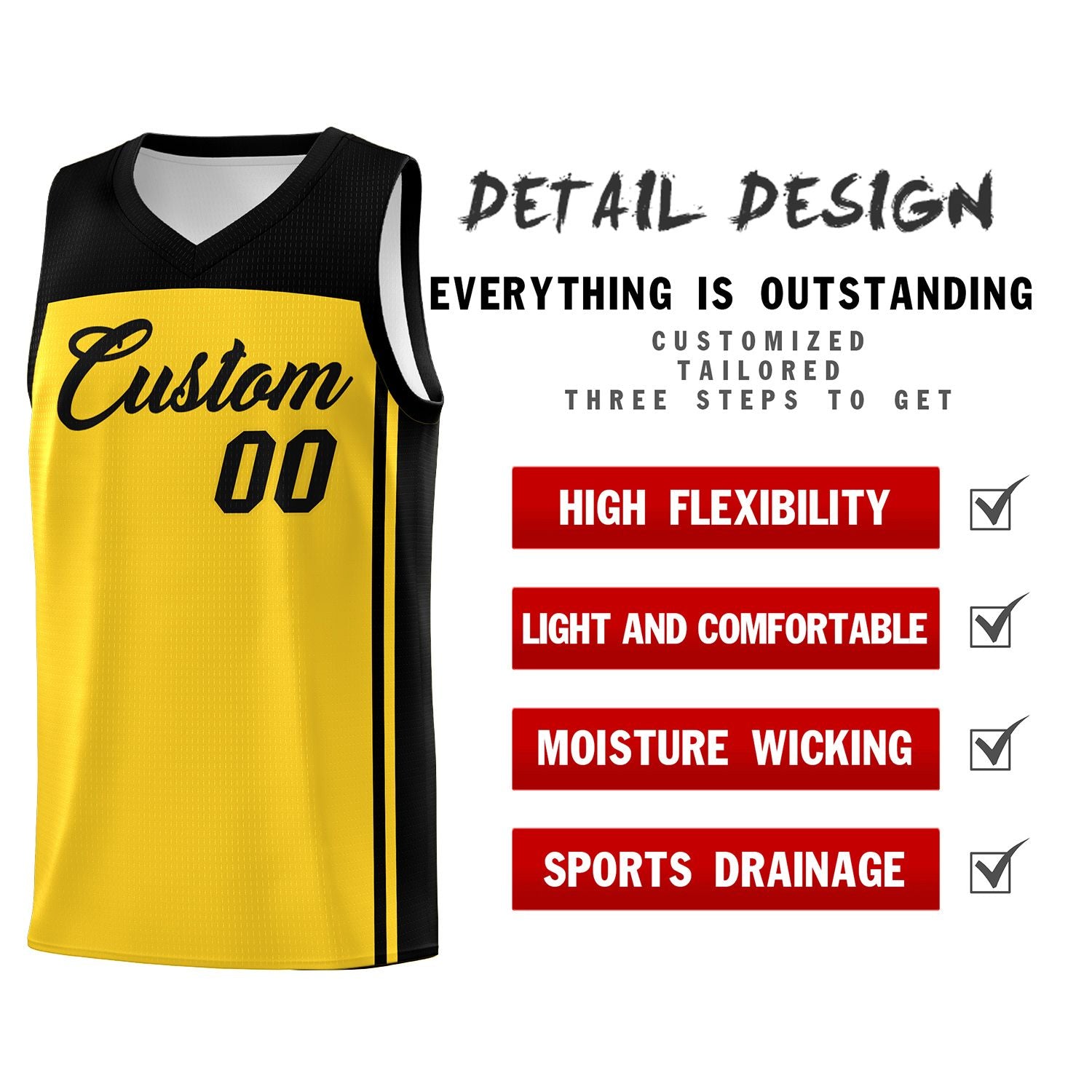 Custom Gold Black Classic Sets Sports Uniform Basketball Jersey