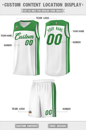 Custom White Kelly Green Classic Sets Sports Uniform Basketball Jersey