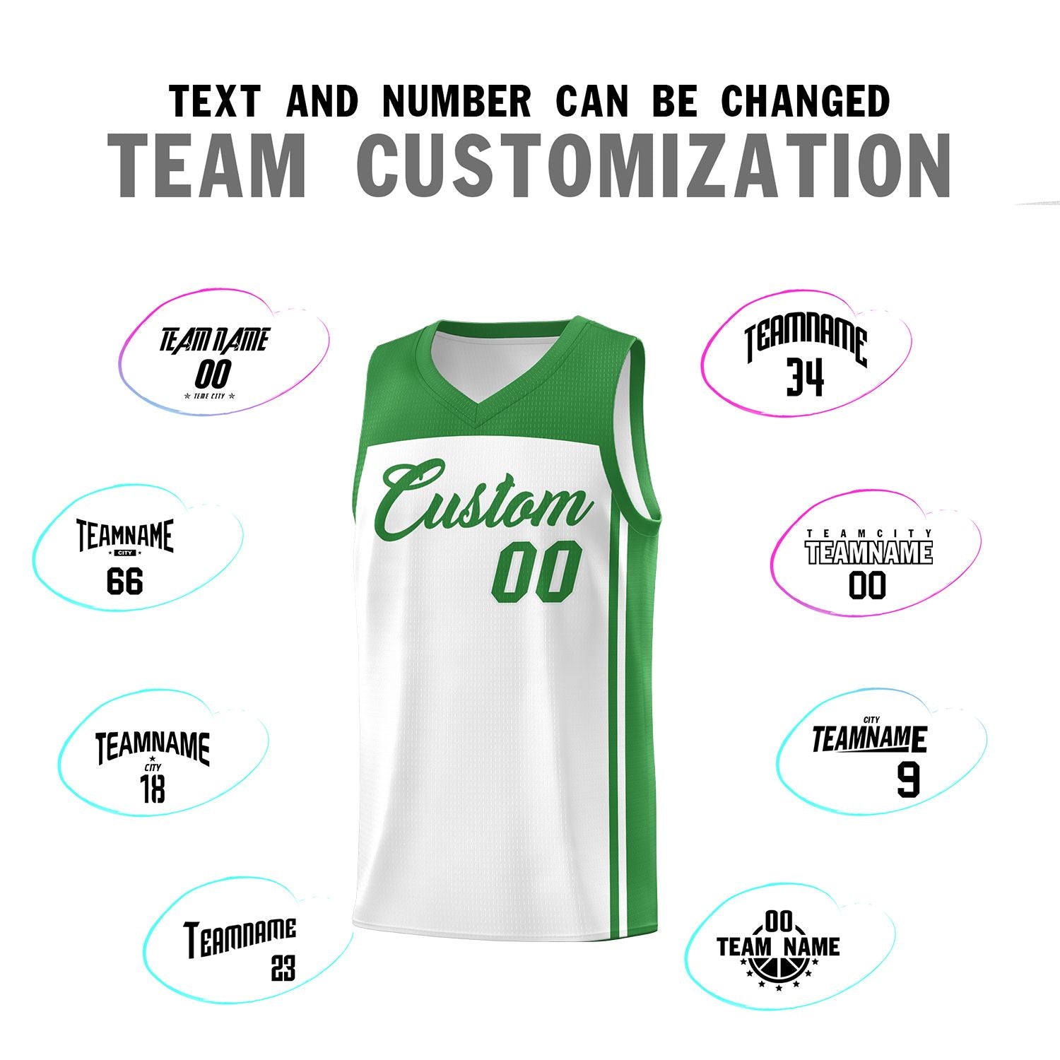 Custom White Kelly Green Classic Sets Sports Uniform Basketball Jersey