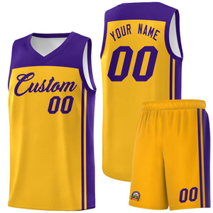 Custom Yellow Purple Classic Sets Sports Uniform Basketball Jersey