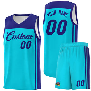 Custom Sky Blue Purple Classic Sets Sports Uniform Basketball Jersey