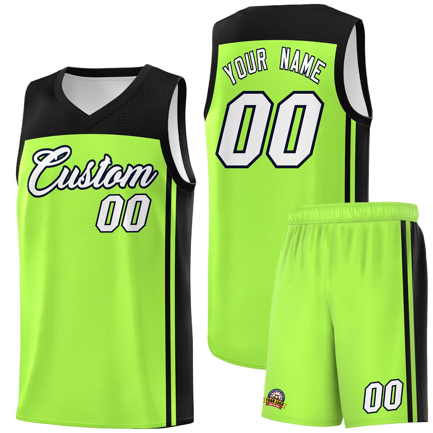 Custom Neon Green Black Classic Sets Sports Uniform Basketball Jersey