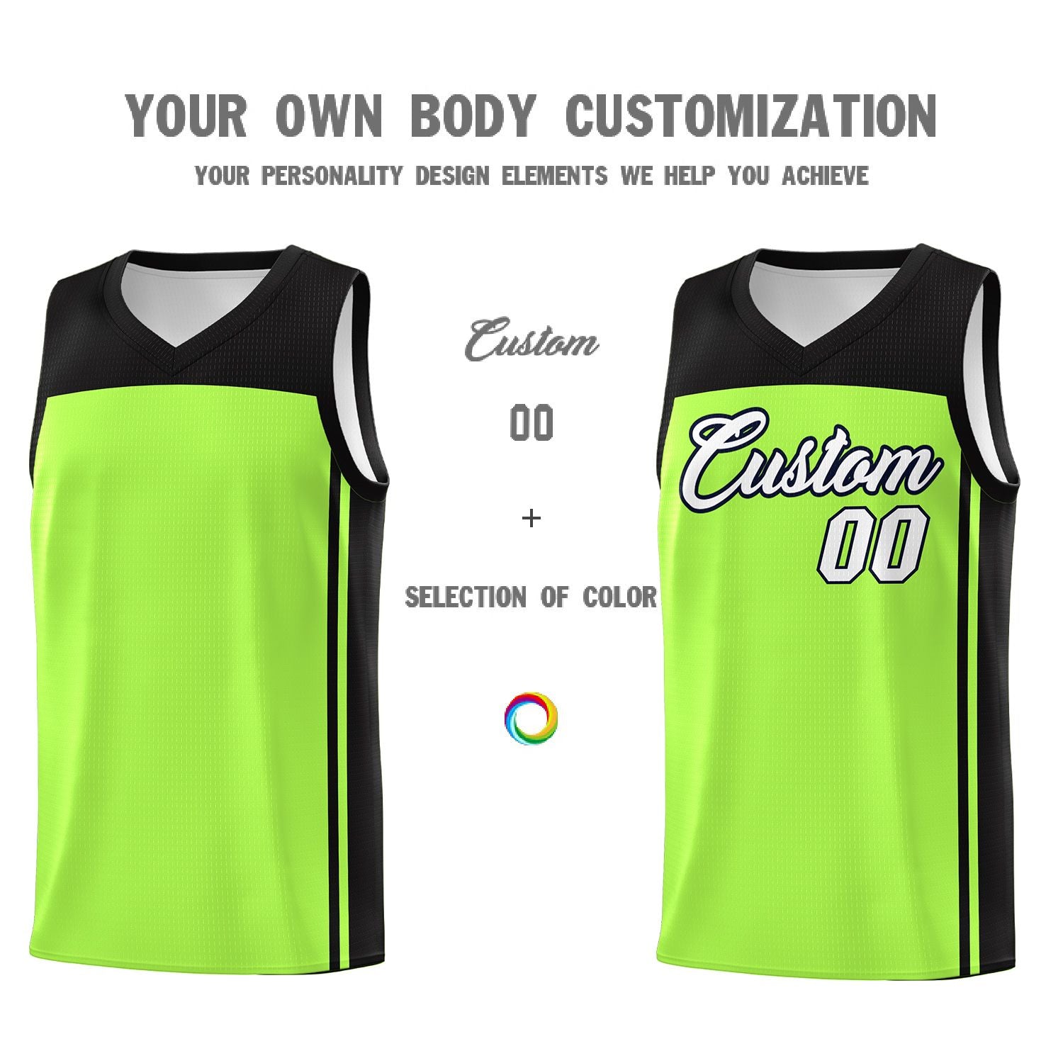 Custom Neon Green Black Classic Sets Sports Uniform Basketball Jersey