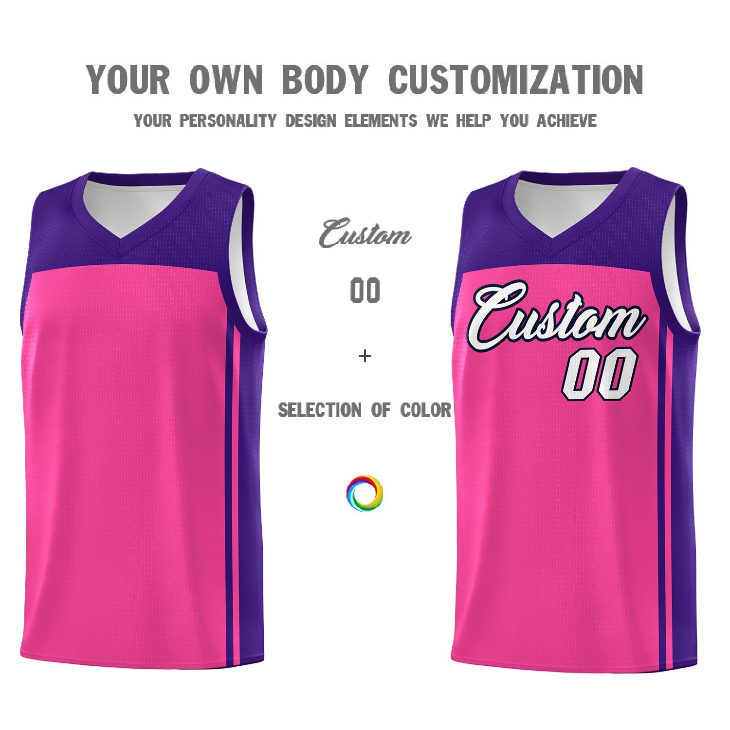 Custom Pink Purple Classic Sets Sports Uniform Basketball Jersey