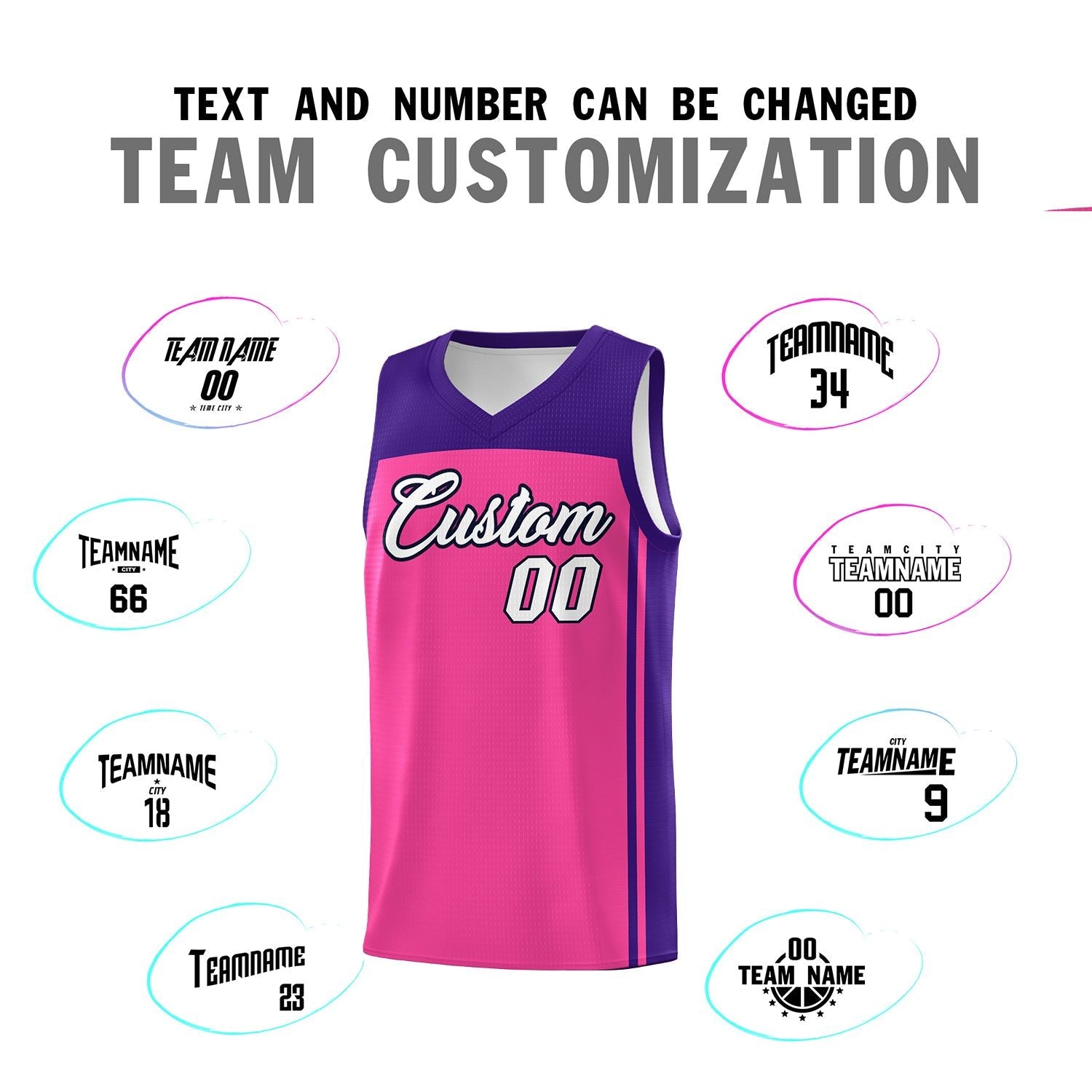 Custom Pink Purple Classic Sets Sports Uniform Basketball Jersey