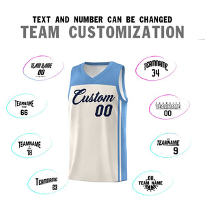 Custom Cream Light Blue Classic Sets Sports Uniform Basketball Jersey