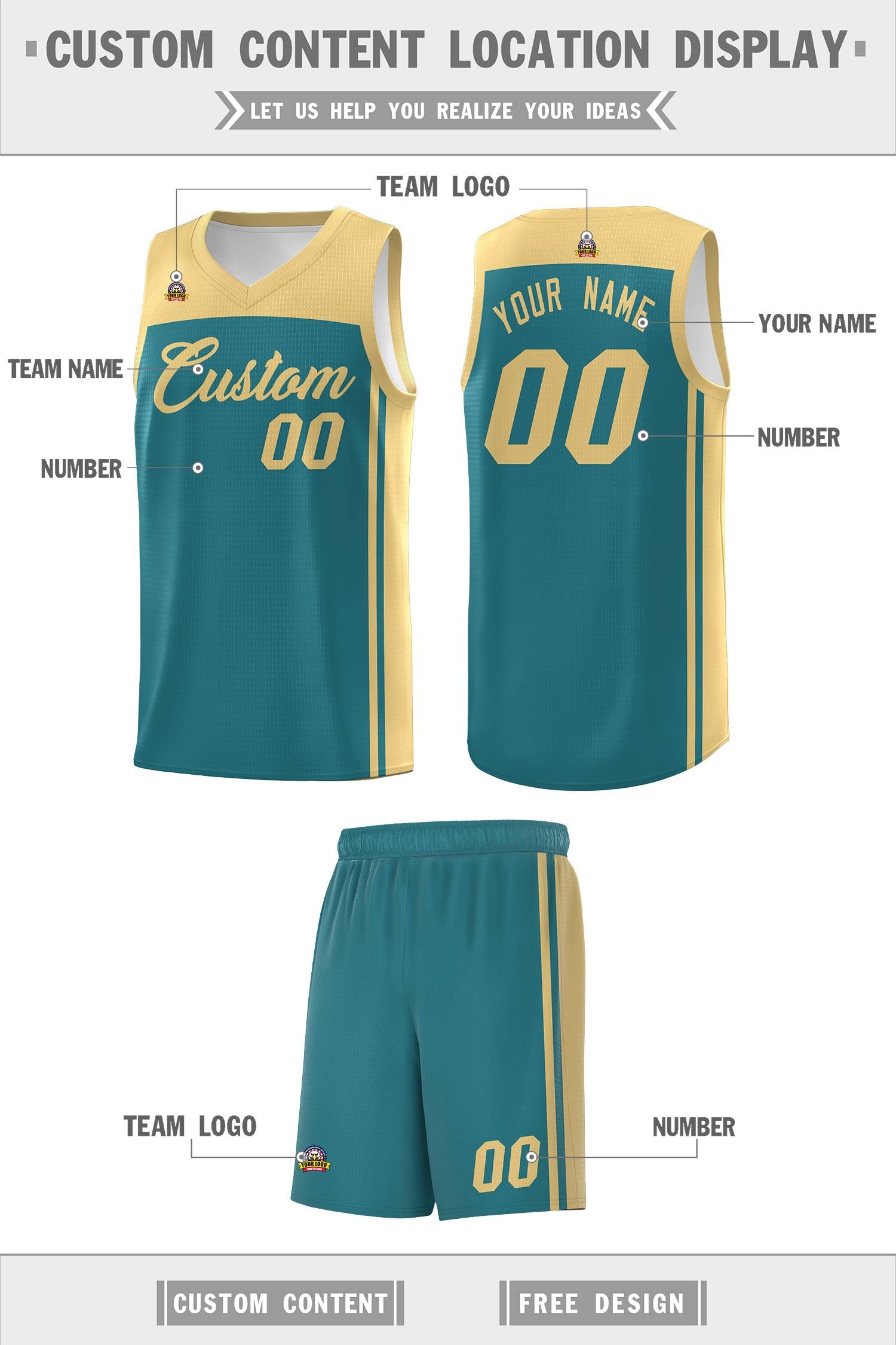 Custom Aqua Khaki Classic Sets Sports Uniform Basketball Jersey