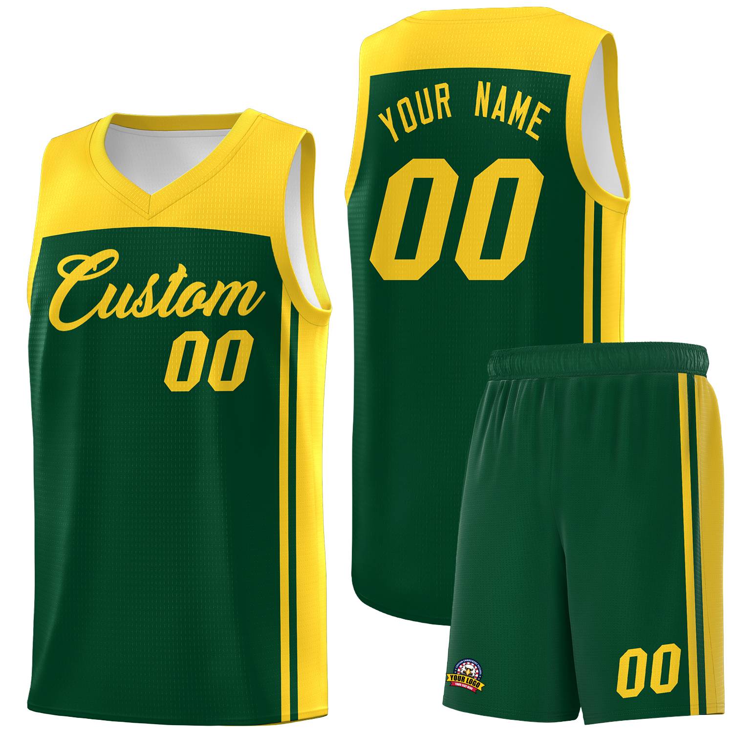 Custom Green Gold Classic Sets Sports Uniform Basketball Jersey