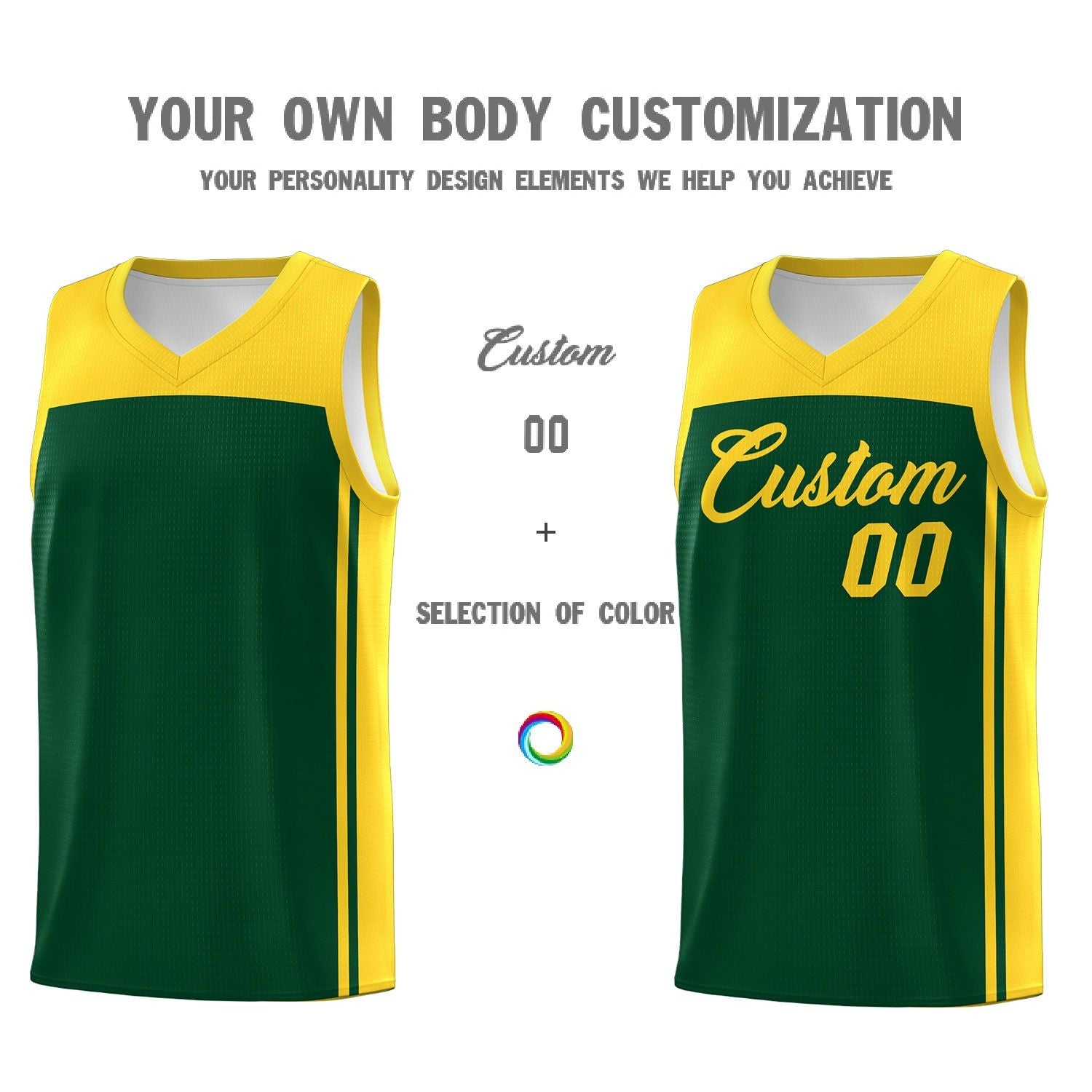 Custom Green Gold Classic Sets Sports Uniform Basketball Jersey