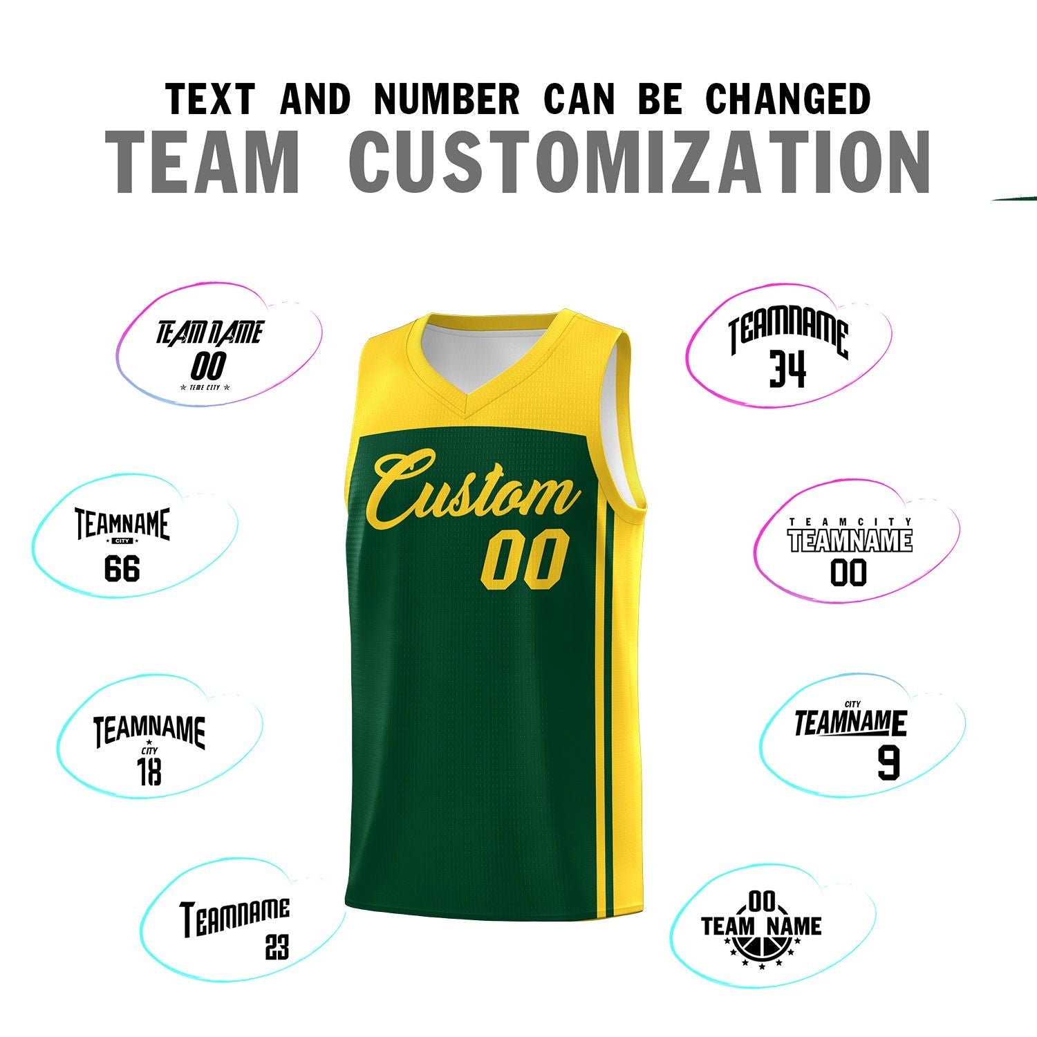 Custom Green Gold Classic Sets Sports Uniform Basketball Jersey