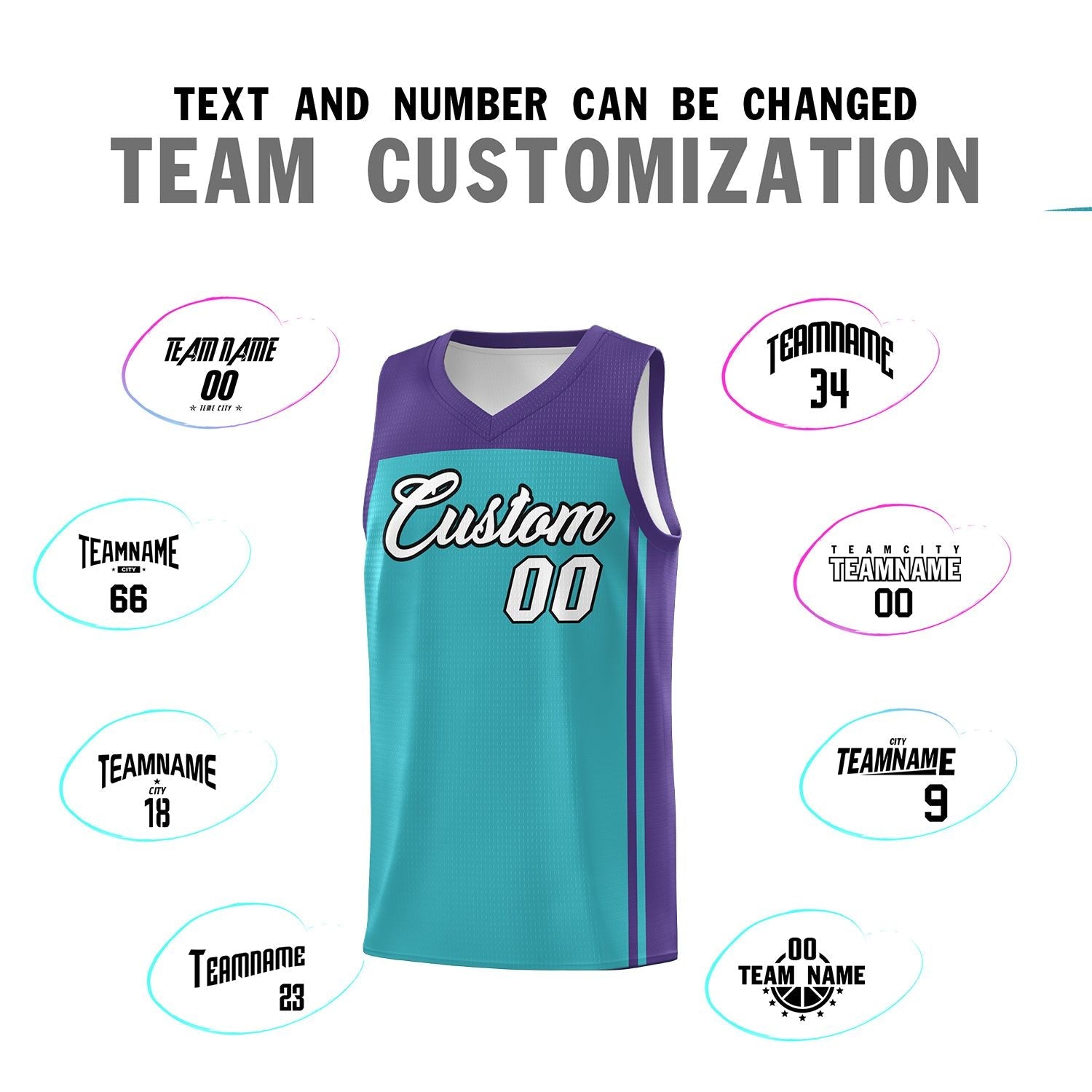 Custom Aqua Purple Classic Sets Sports Uniform Basketball Jersey