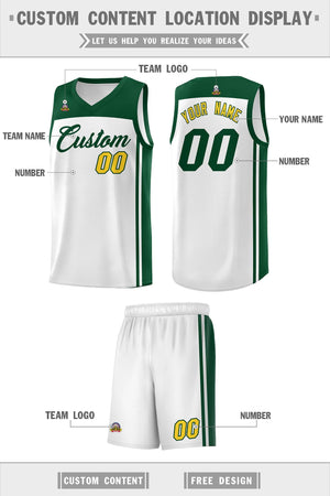 Custom White Green Classic Sets Sports Uniform Basketball Jersey