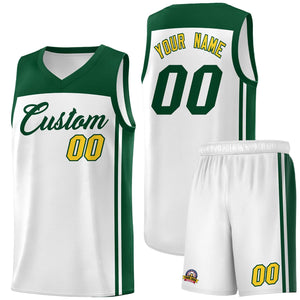 Custom White Green Classic Sets Sports Uniform Basketball Jersey