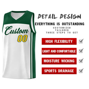 Custom White Green Classic Sets Sports Uniform Basketball Jersey