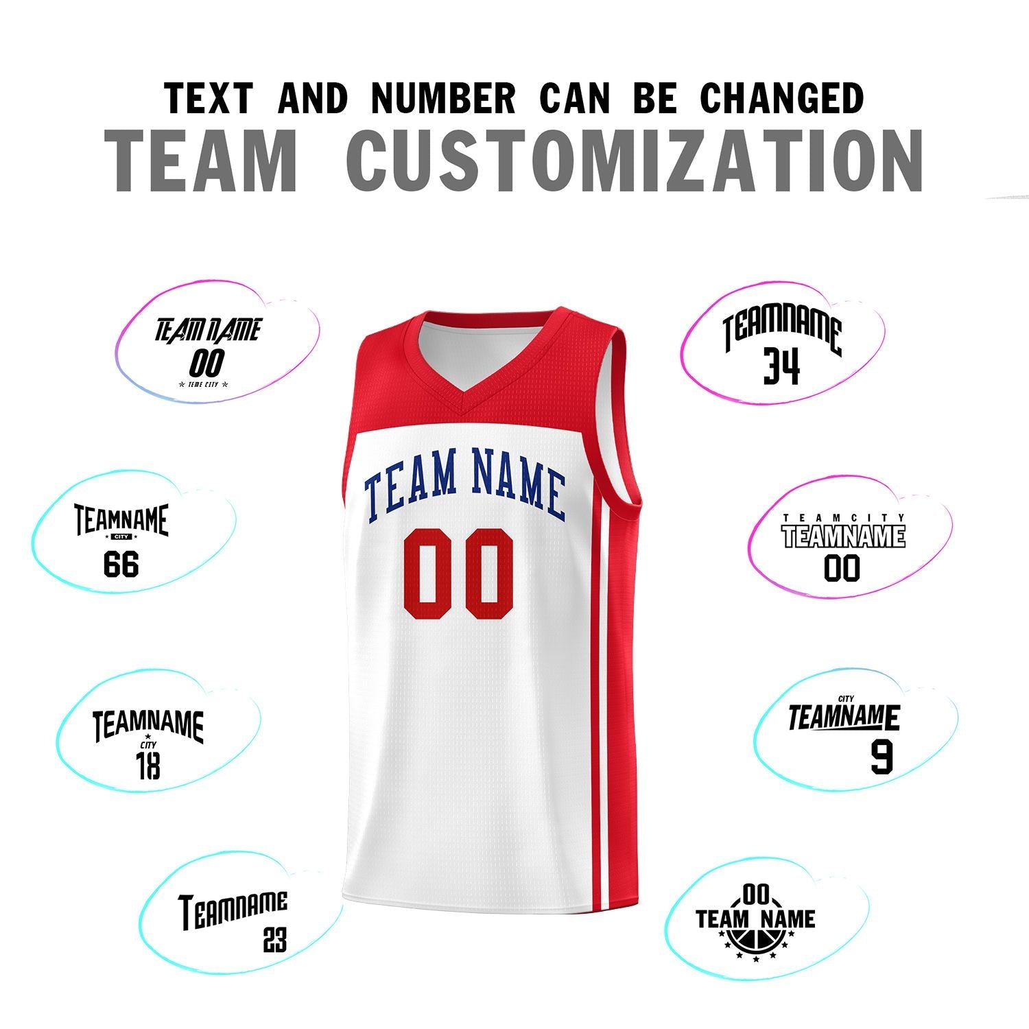 Custom White Red Classic Sets Sports Uniform Basketball Jersey